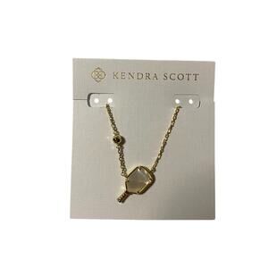 Kendra Scott Pickleball Ivory Mother of Pearl Pendant Gold Chain NWT